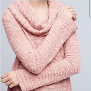 Anthropologie pink waffle knit sweater size large